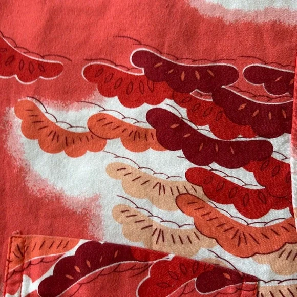 Vintage Pomare Birds /Clouds Button Down Shirt Red/White - Picture 4 of 12